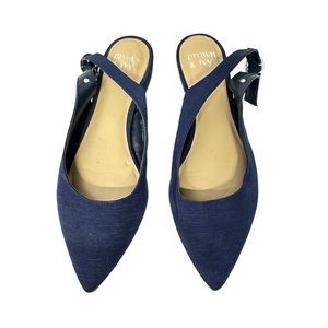 Crown & Ivy Navy Blue Sling Back Flat Size 6